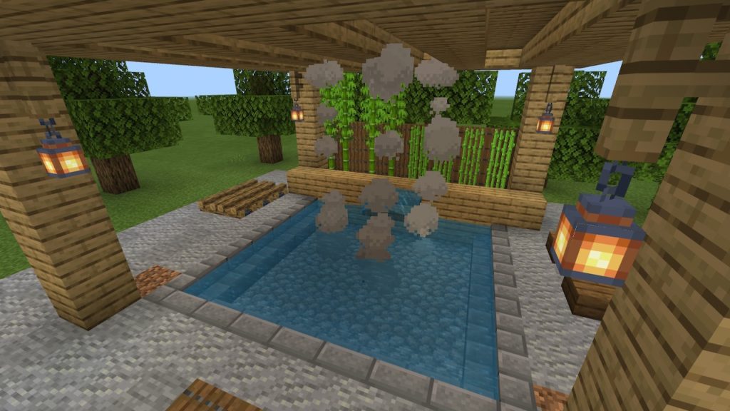 マインクラフト オシャレで簡単な温泉の作り方 マイクラ スイッチ 統合版 Everyday Life Minecraft Blog